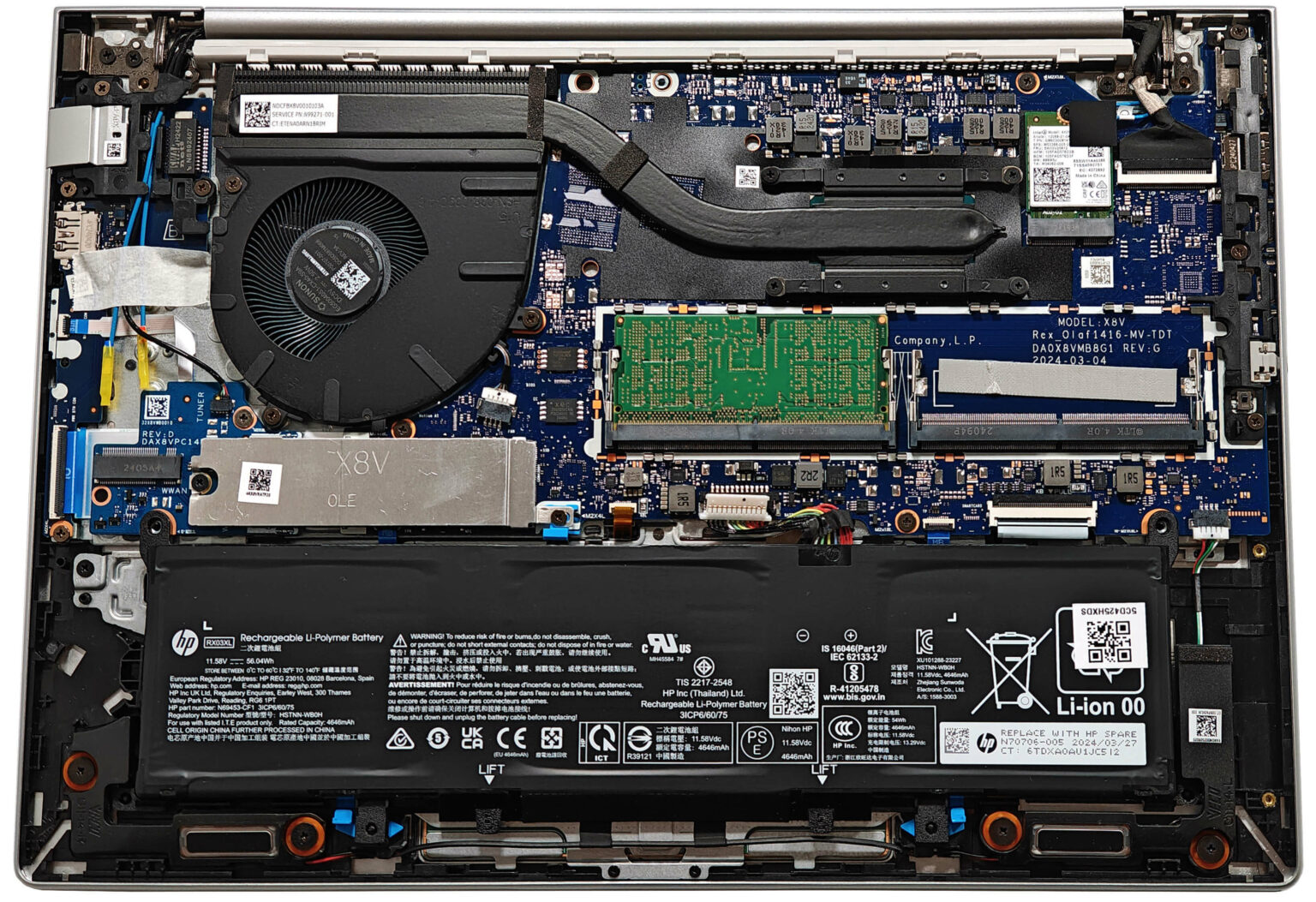 Internal Photo of HP Probook 440 445 460 465 G11 CPU FAN original P00707-001 (ProBook 440 G11)